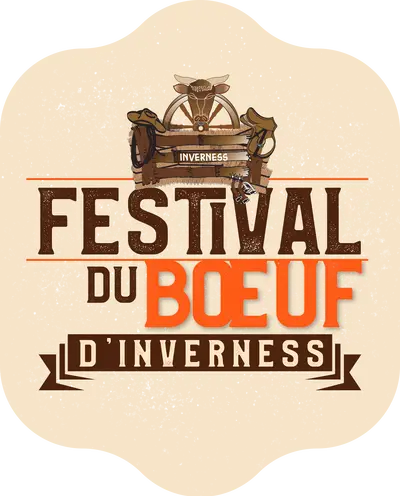 festival boeuf logo a white square with brown text and brown text